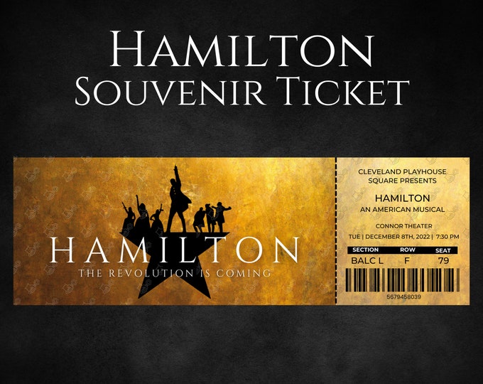 Hamilton souvenir Ticket| Musical Play Keepsake | Double Sided