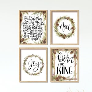 Christian Christmas Wall Art Christmas Carol Art Print Christmas Hymn Printable Set of 4 The First Noel Wall Décor Christian Holiday Décor