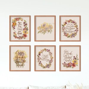 Christian Fall Floral Print Set: Psalm 107, Grateful, Thankful (Digital Download)