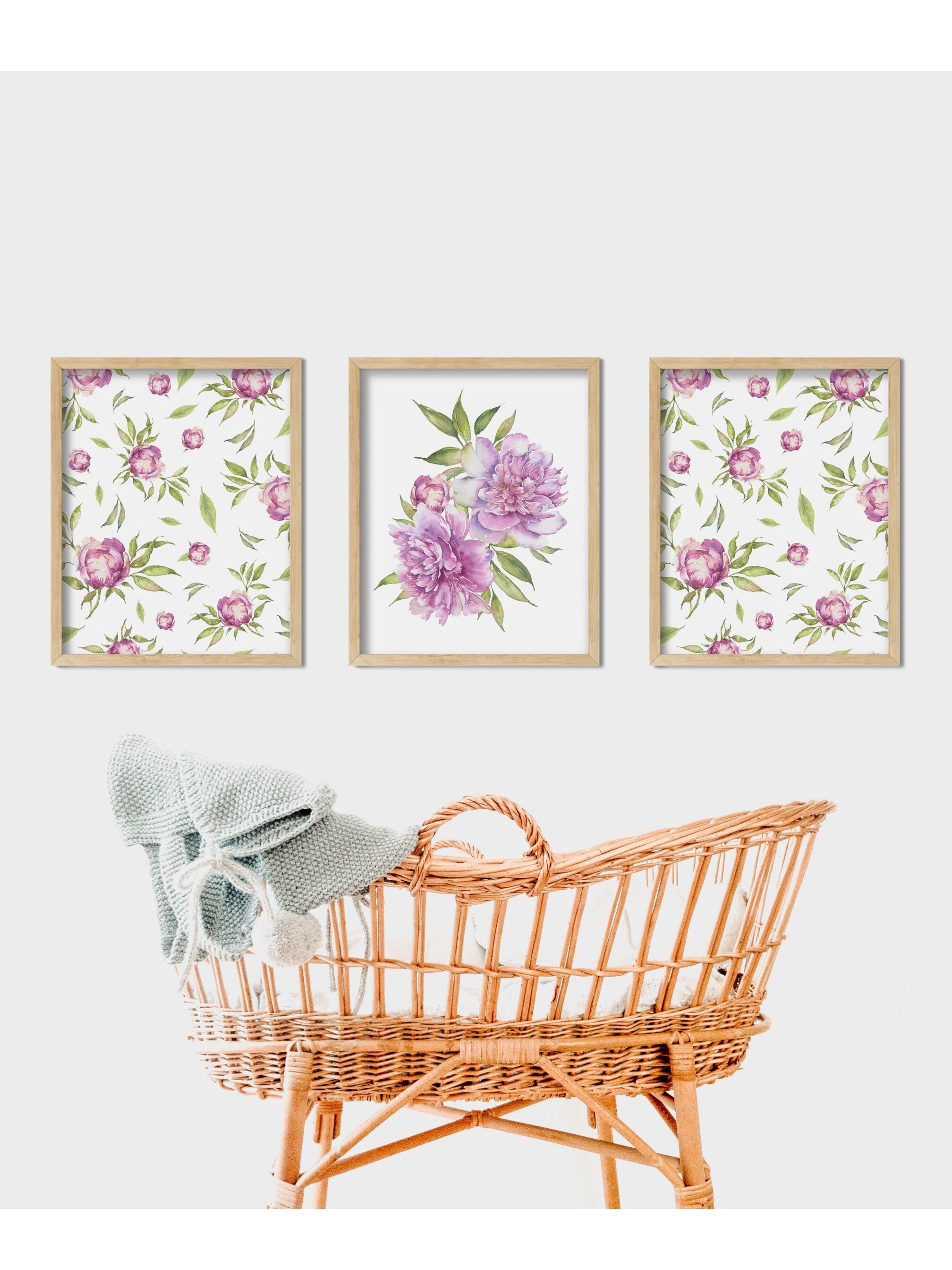 Pink Floral Bible Verse Wall Art Printable Bundle Wait on God - Etsy