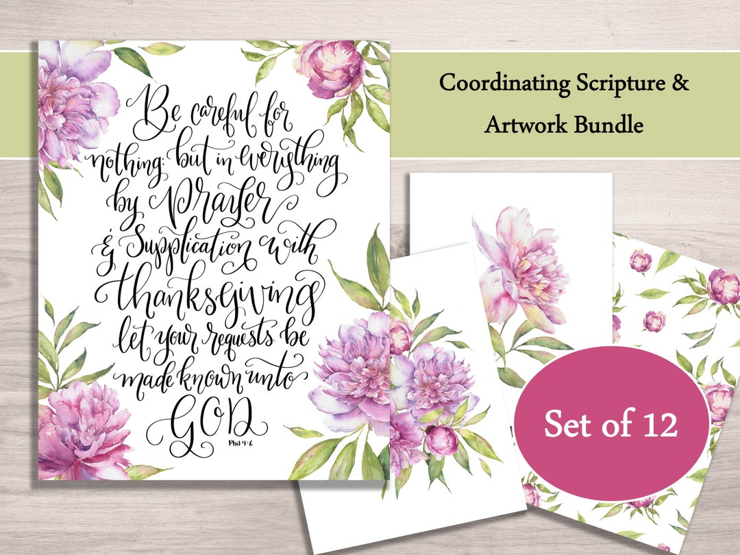 Pink Floral Bible Verse Printable Bundle With Watercolor - Etsy