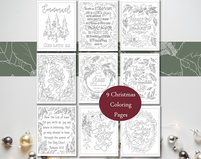 Christian Christmas Adult Coloring Page, Call His Name Jesus Christmas Scripture Coloring, for ...