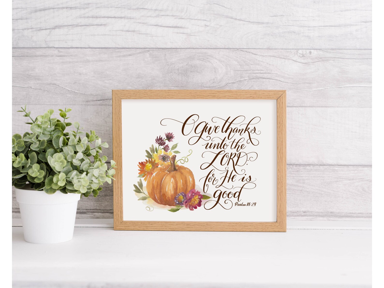 Give Thanks to the Lord Printable, Thanksgiving Bible Verse Set of 4 Prints, Grateful Thankful ...