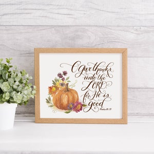 Give Thanks to the Lord Printable, Thanksgiving Bible Verse Set of 4 ...
