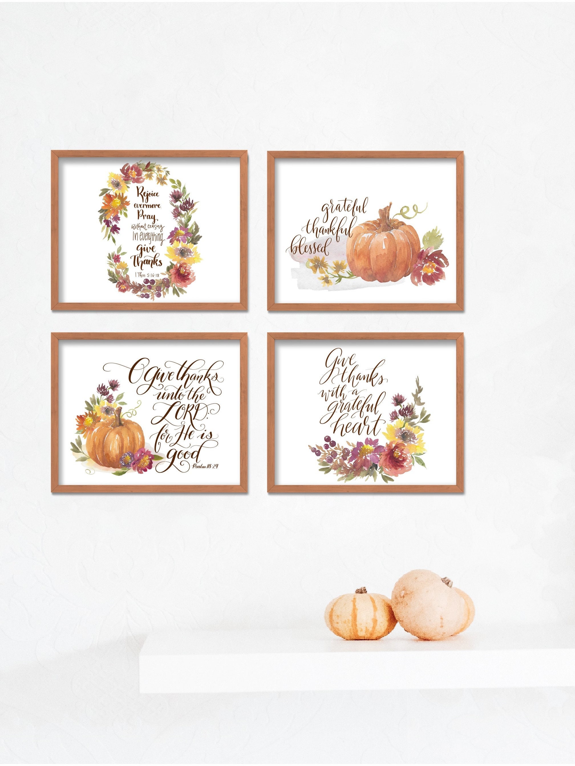 Give Thanks to the Lord Printable, Thanksgiving Bible Verse Set of 4 ...