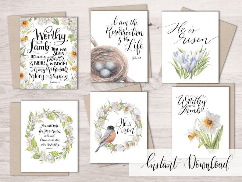 Christian Easter Card Printable Set Easter Greeting Card - Etsy