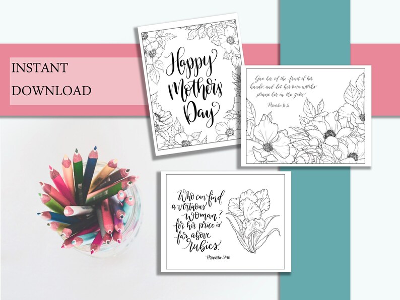 Christian Mother's Day Coloring Pages Bible Verse Etsy