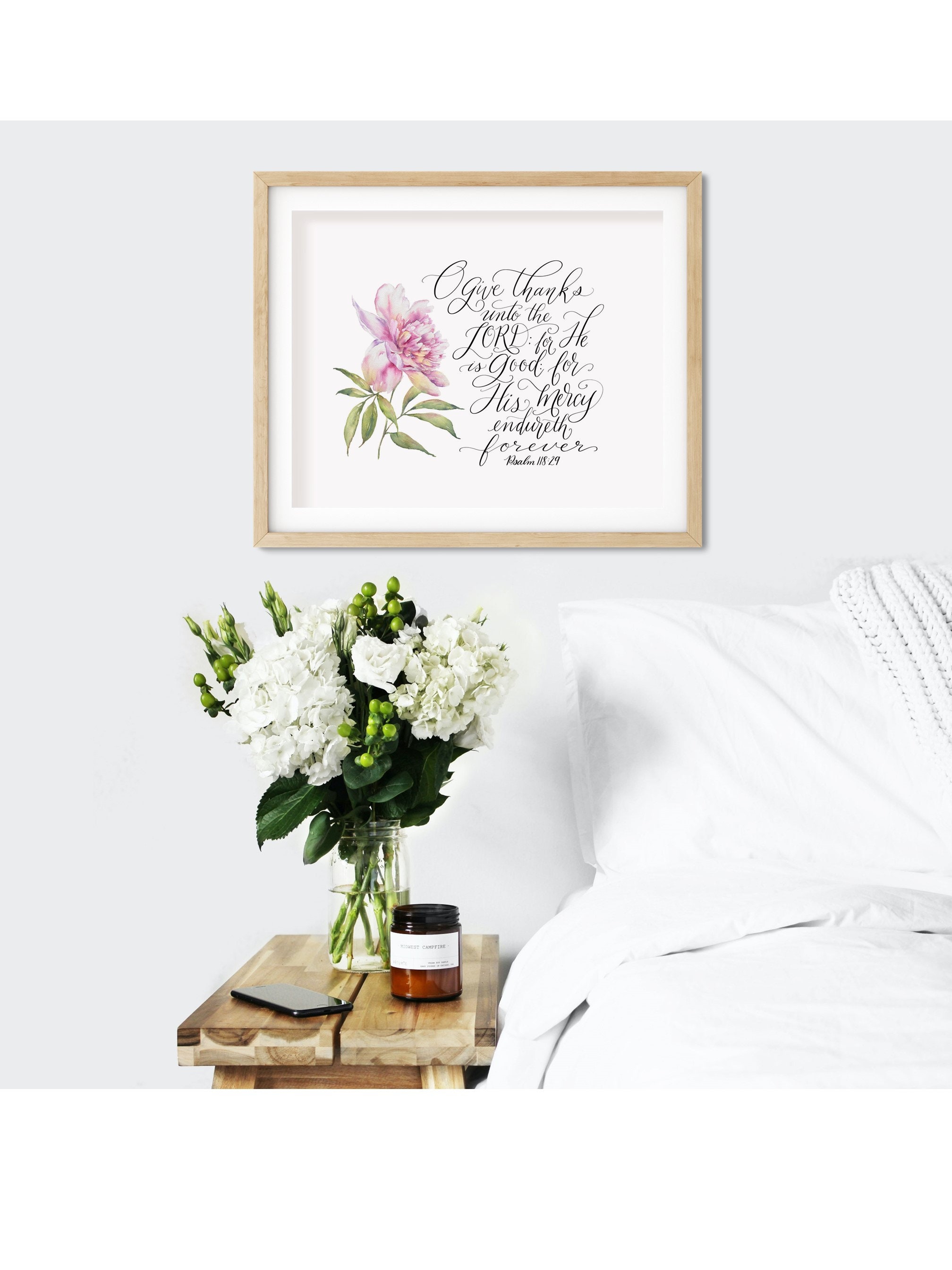 Pink Floral Bible Verse Wall Art Printable Bundle Wait on God - Etsy