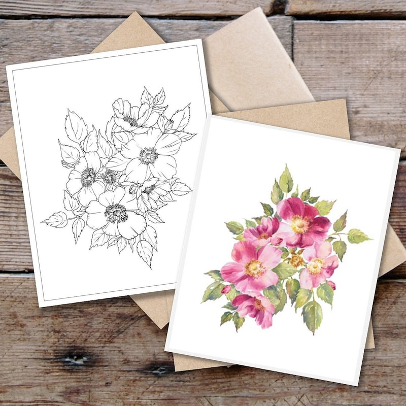 Roses Coloring Books for Adults - Etsy