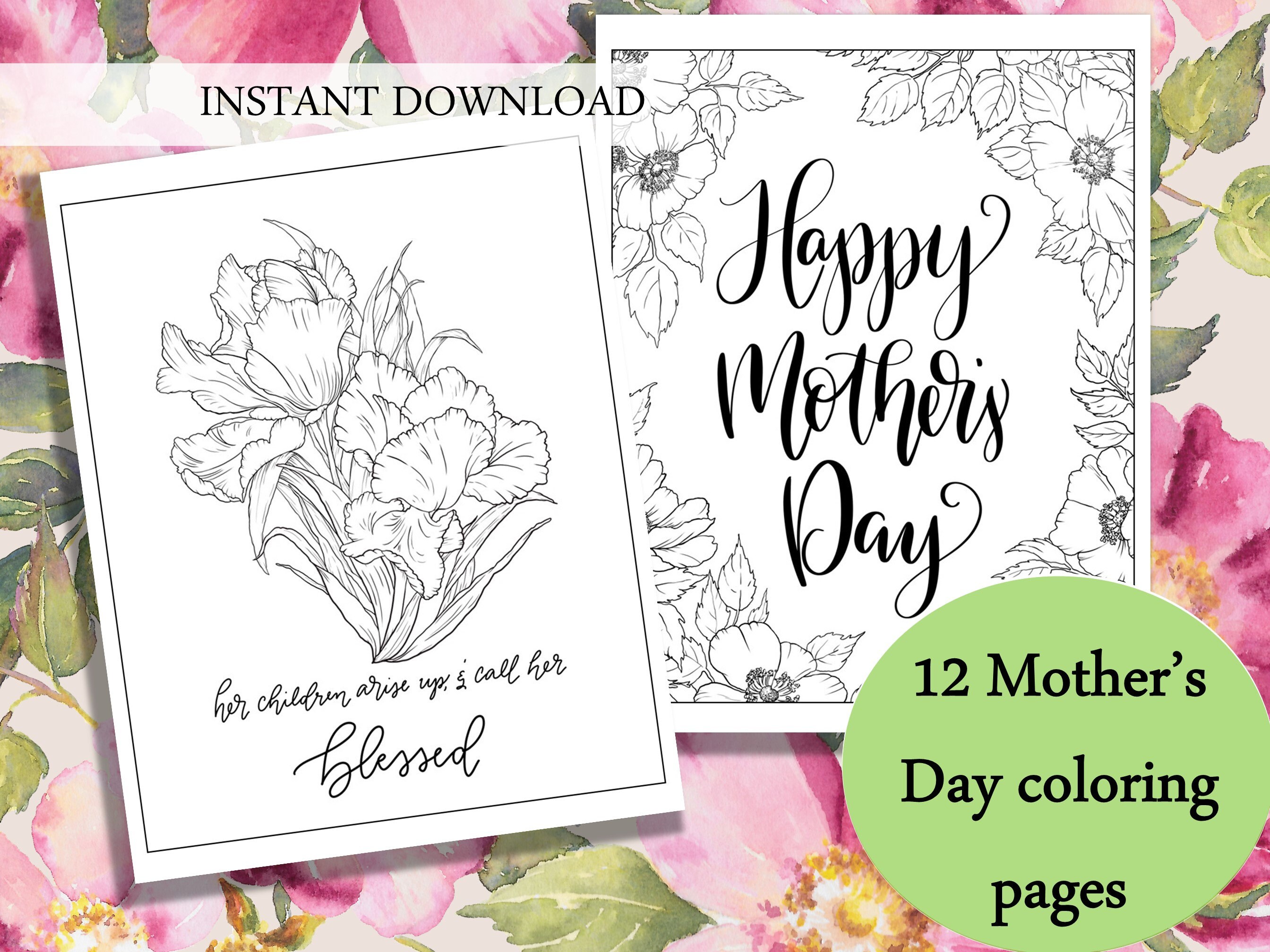 Christian Mother's Day Coloring Pages, Bible Verse Coloring Gift for ...