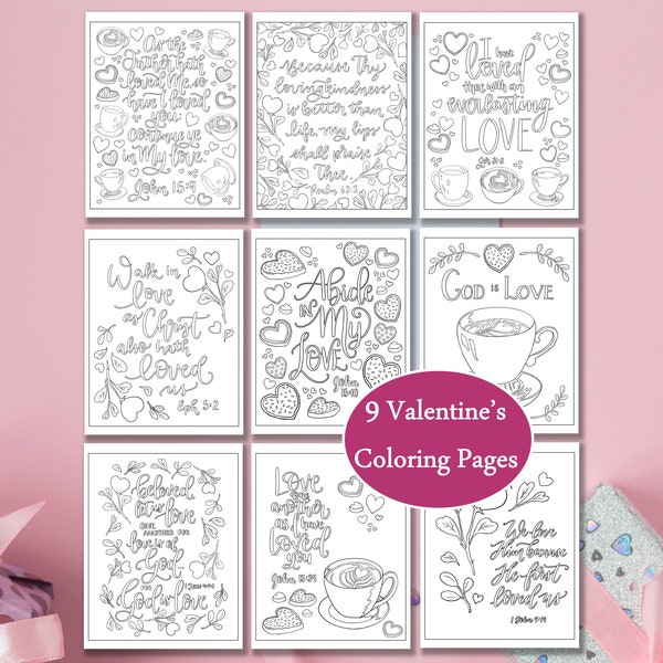 Christian Valentine's Day Coloring Page for Young Women Valentine's Day Printable Gift for Teen Girl Valentine Activity Bible Verse to Color