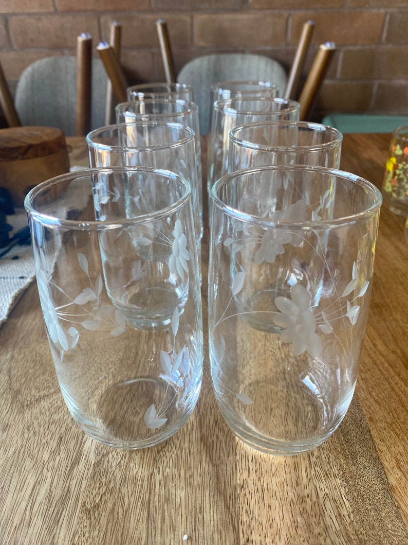 Etched Glass Drinking Glasses Etsy