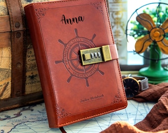 Personalized Lock Diary Leather Locking Journal Writing Notebook Vintage Lock Planner Agenda Personal Diary With Password Lock Ideal Gift