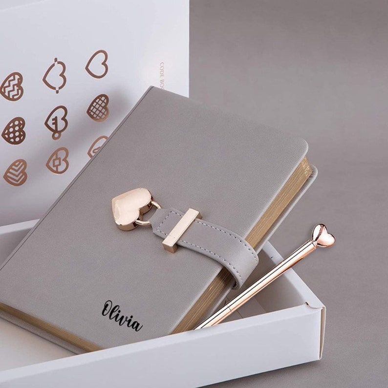 Personalized Heart Shaped Lock Diary With Key Customized Etsy