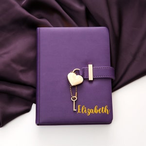 Marble Diary with Lock for Girls and Women, A5 Purple Notebook with Pen,  Password Locked Journal for Teen Girls Gift 
