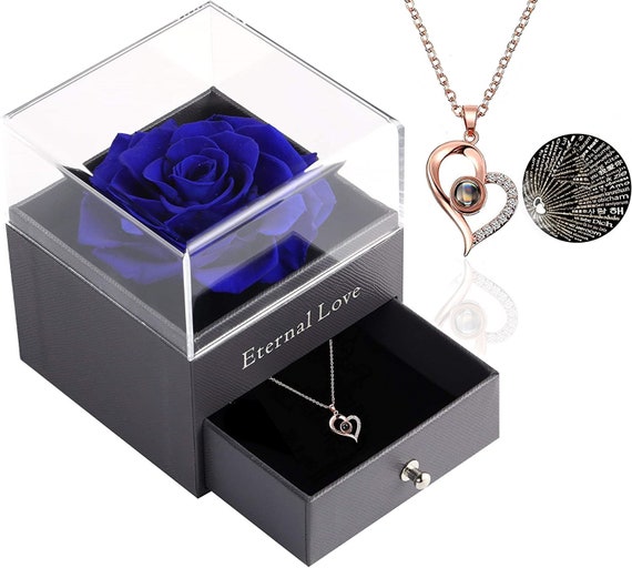 Esmiome Preserved Rose Purple with Heart Necklace Valentines Day Gifts for  Her Eternal Rose, Beauty and The Beast Forever Flower Gift for  Women,Anniversary,Moms, Girlfriend, Wife,Birthday, Christmas : Amazon.in:  Home & Kitchen