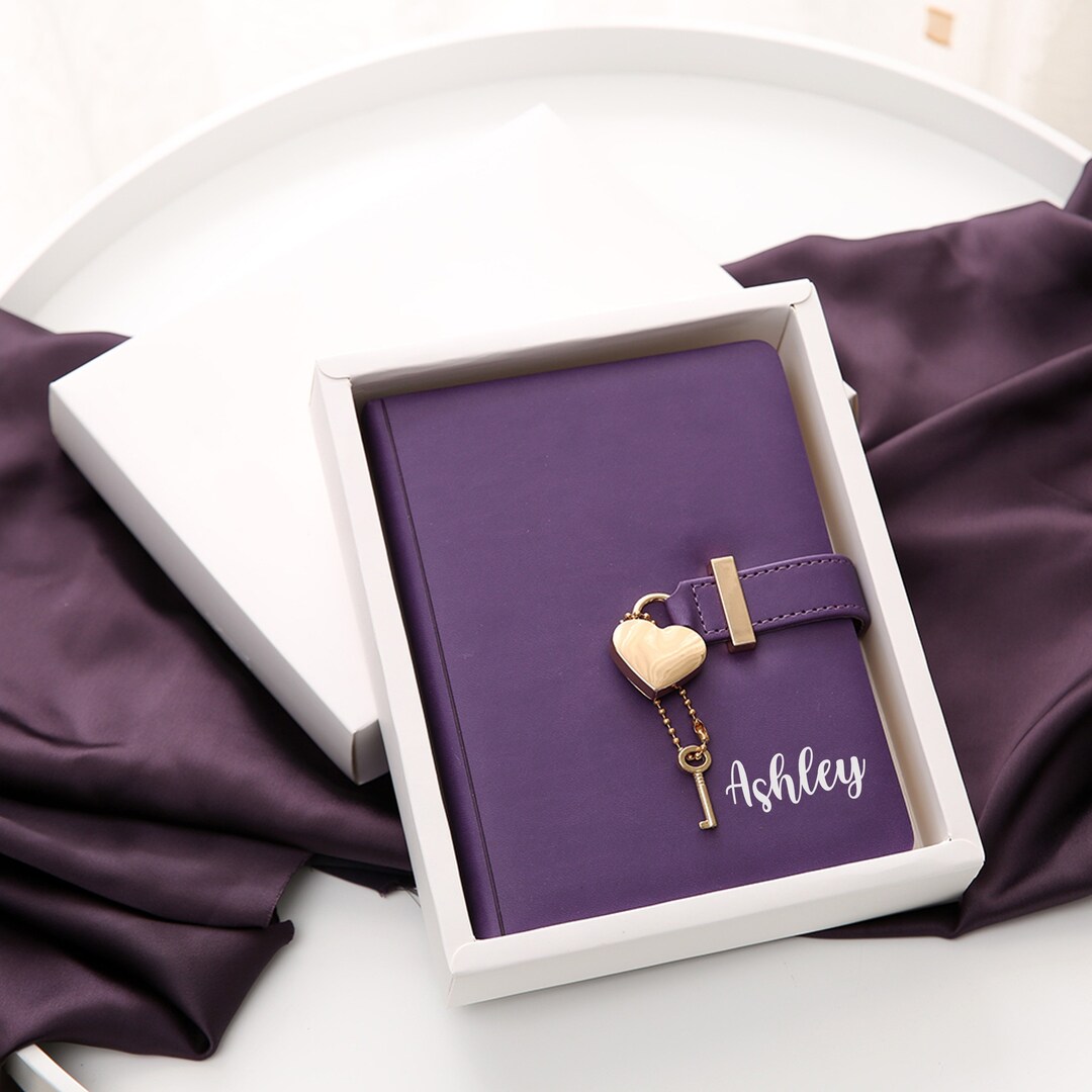 Personalized Heart Shaped Lock Diary With Key Customized Leather Journal With Pen Secret Journal