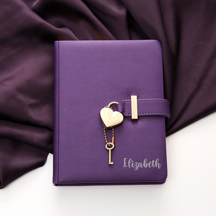 Personalized Heart Shaped Lock Diary With Key PU Leather Cover Etsy