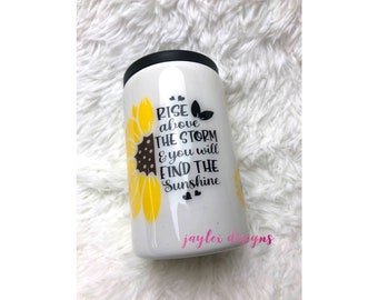 Sunflower Glitter Tumbler: Personalized Stainless Steel Cup
