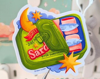 Sweet Dreams Sleepy Sardines – waterdichte vinylsticker van 3 inch