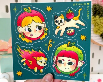 Tropical/AAPI Fruit Friends – waterdicht vinylstickervel