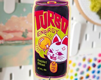 Turbo Lucky Cat energiedrank - glanzende vinylsticker