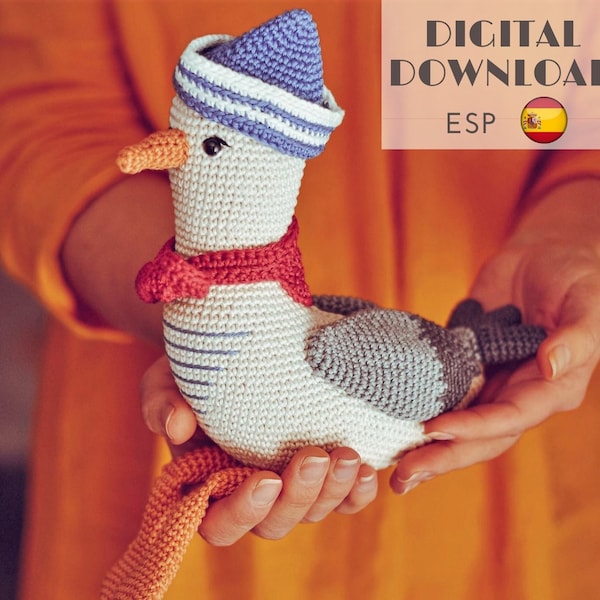 Seagull amigurumi pattern - Crochet seagull toy - El Gaviota  Patrón de ganchillo diseñado - LaCigogne design - SPANISH pattern