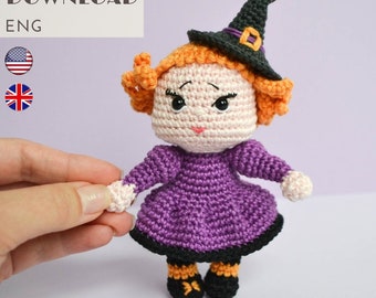 Crochet pattern: Esme the witch doll pattern - Amigurumi toy - Halloween decor- Fall decoration