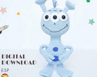 Alien crochet pattern - Amigurumi alien toy pattern - Ety el alienígena - Stuffed space alien - LaCigogne design - SPANISH pattern