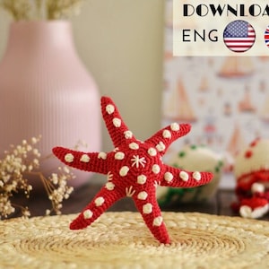 Starfish crochet pattern , nautical ornament , marine home decoration , crochet starfish toy - LaCigogne design - ENGLISH pattern