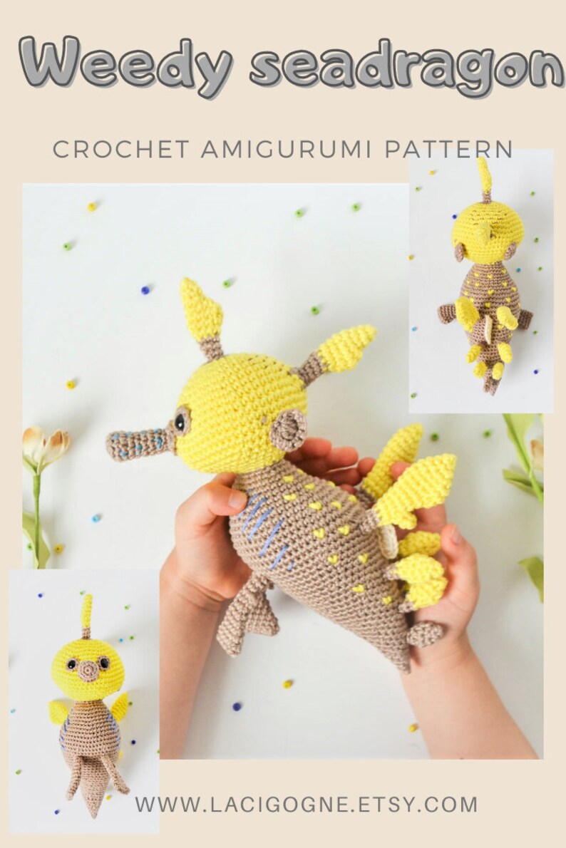 Seadragon crochet pattern - Sea creature toy - Amigurumi animal pattern - Nautical nursery decor - LaCigogne - ENGLISH image 9