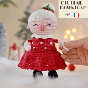 Décoration de Noël : Patron Mme Noël au crochet - Patron Mme Noël Amigurumi - Patron en FRANÇAIS - LaCigogne design