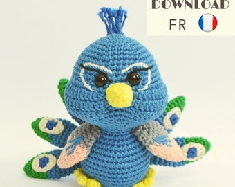Paon Patron d'un Amigurumi au crochet - Français - Pfau Muster - Amigurumi Spielzeug - Kuscheltier