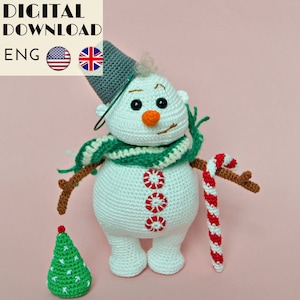 Christmas decoration : Snowman crochet pattern - Amigurumi snowman pattern - LaCigogne design - ENGLISH pattern