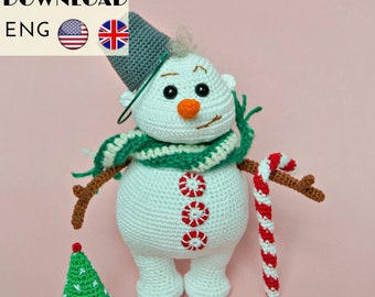 Christmas decoration : Snowman crochet pattern - Amigurumi snowman pattern - LaCigogne design - ENGLISH pattern