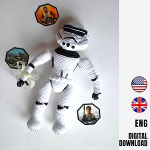 Kerstcadeau: haakpatroon galactische soldaat - Geïnspireerd door Stormtrooper - Superheld amigurumipop - ENGELS patroon