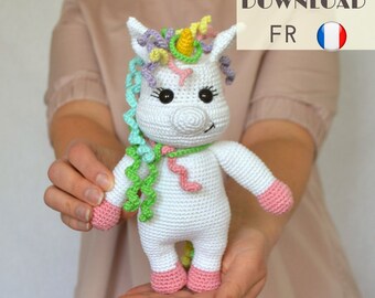 Patron de licorne au crochet - Tutoriel Amigurumi en français (téléchargement PDF)