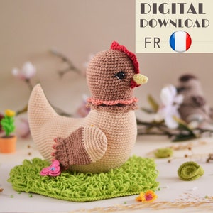 Petite Peluche De Poule Au Crochet En Chenille Extra Douce 