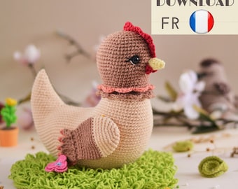 Poule tutoriel d’un amigurumi au crochet en français - Easter decoration - Chicken toy crochet pattern - Farmhouse decor - LaCigogne design