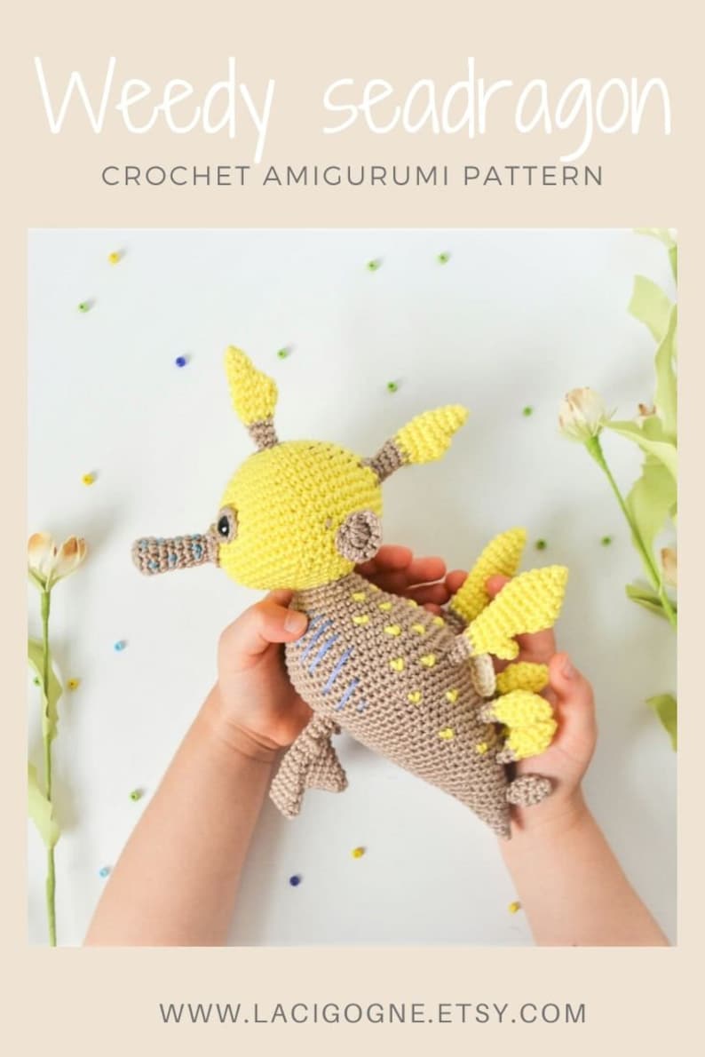 Seadragon crochet pattern - Sea creature toy - Amigurumi animal pattern - Nautical nursery decor - LaCigogne - ENGLISH image 10