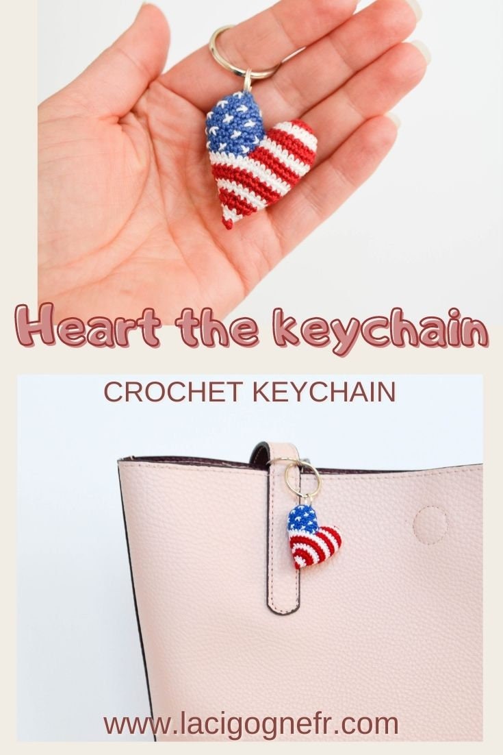 Portachiavi A Cuore Bandiera USA Con Nappa E Strass: L'Accessorio Glam Che Fa Per Te - 3