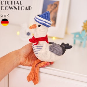 Mister Seagull amigurumi pattern - Crochet seagull toy - Nautical home decor - nursery decor - LaCigogne design - Mr. Möwe - GERMAN pattern