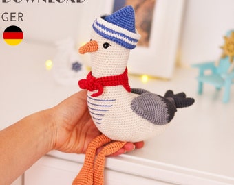 Crochet Seagull Toy Pattern – Amigurumi Nautical Decor (PDF Pattern)