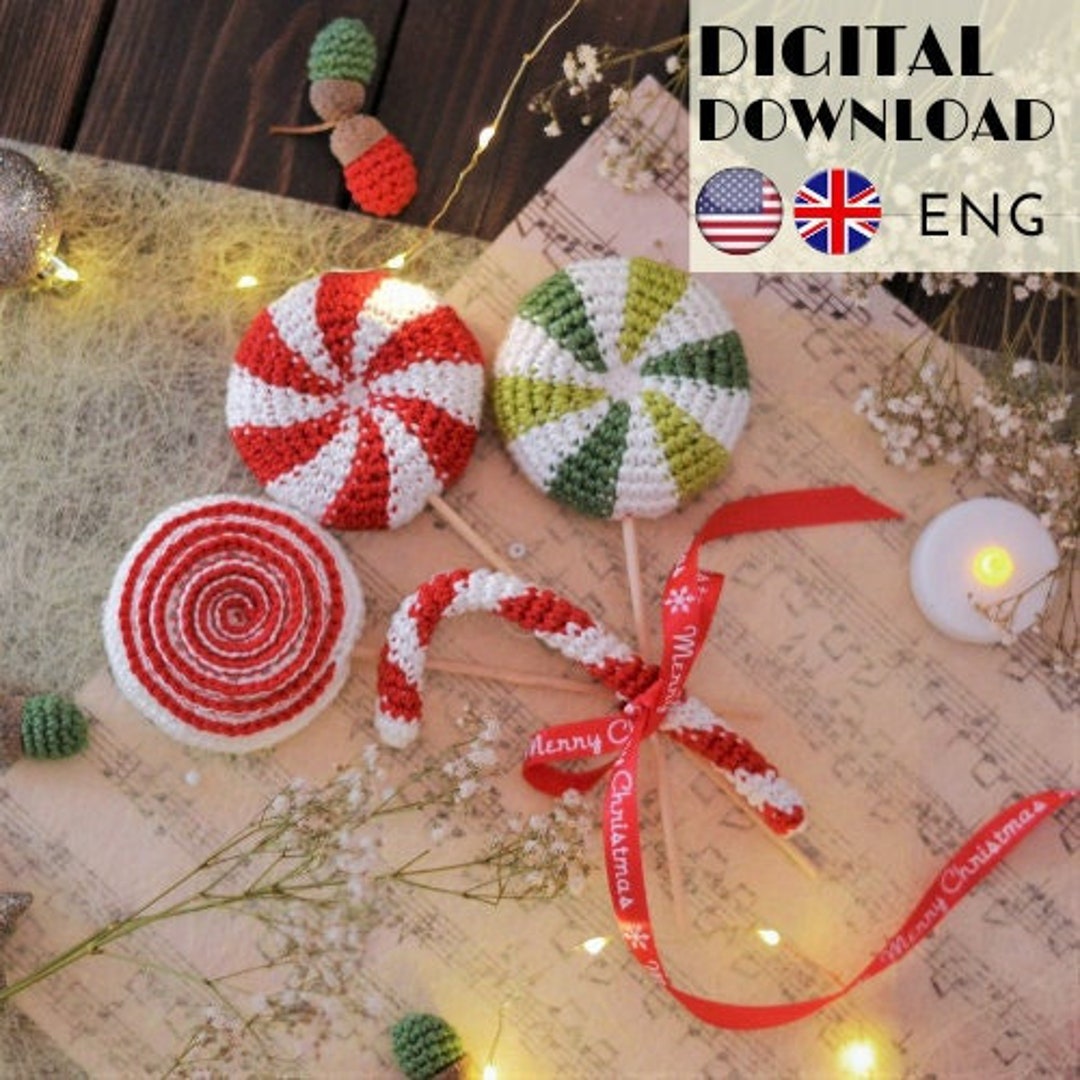 Christmas Ornaments Candy Cane Crochet Pattern Amigurumi Candy Cane