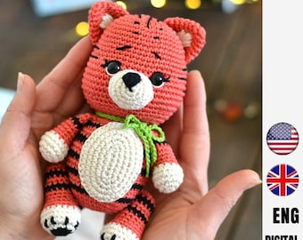 Crochet tiger pattern - Amigurumi toy - Tiger nursery decor - Baby shower gift - LaCigogne design