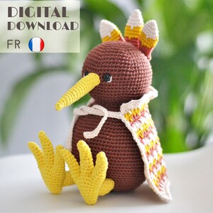 Kiwi patron d’un amigurumi au crochet en français - Amigurumi Kiwi pattern - New Zealand kiwi bird - Nursery decor - LaCigogne design