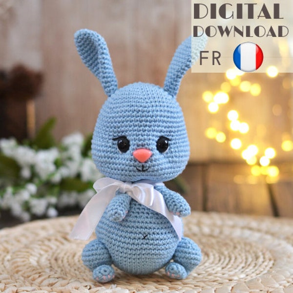Lapin Patron d’un amigurumi au crochet en français - Easter decoration - blue bunny toy pattern - Amigurumi pattern - LaCigogne design