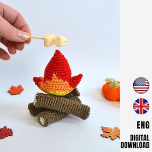 Puppenhaus : Lagerfeuer Häkelanleitung - Amigurumi Lagerfeuer Anleitung - Kleinkind Spielzeug - LaCigogne Design - Englische Häkelanleitung