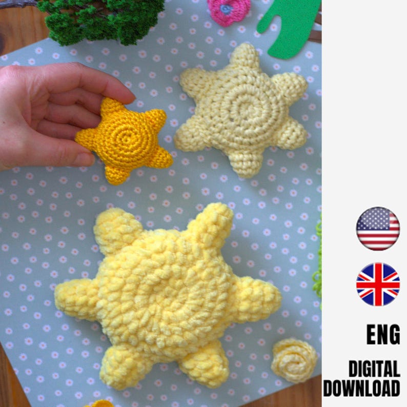 Patrón de crochet Sol Brillante, decoración acogedora para el hogar, patrón amigurumi de decoración primaveral imagen 1