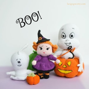 Crochet pattern : Amigurumi witch doll and ghost - Halloween crochet pattern bundle - Halloween decorations by LaCigogne design